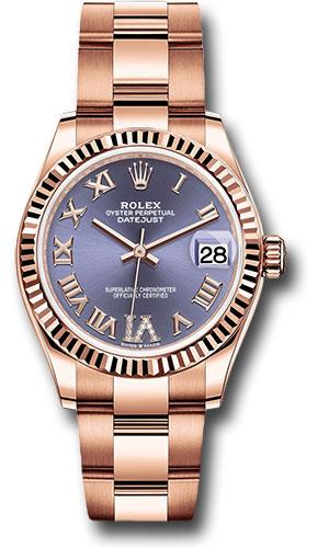 rolex-everose-gold-datejust-31-watch-fluted-bezel-aubergine-diamond-six-dial-oyster-bracelet-278275-aubdr6o