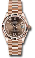 rolex-everose-gold-datejust-31-watch-fluted-bezel-chocolate-diamond-six-dial-president-bracelet-278275-chodr6p