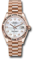 rolex-everose-gold-datejust-31-watch-fluted-bezel-silver-diamond-dial-president-bracelet-278275-mdp
