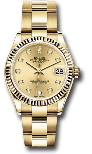 rolex-yellow-gold-datejust-31-watch-fluted-bezel-champagne-diamond-dial-oyster-bracelet-278278-chdo