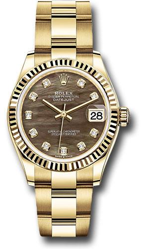 rolex-yellow-gold-datejust-31-watch-fluted-bezel-dark-mother-of-pearl-diamond-dial-oyster-bracelet-278278-dkmdo