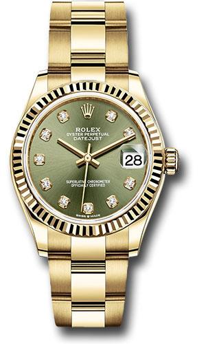 rolex-yellow-gold-datejust-31-watch-fluted-bezel-olive-green-diamond-dial-oyster-bracelet-278278-ogdo