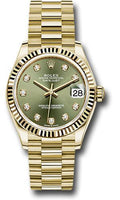 rolex-yellow-gold-datejust-31-watch-fluted-bezel-olive-green-diamond-dial-president-bracelet-278278-ogdp