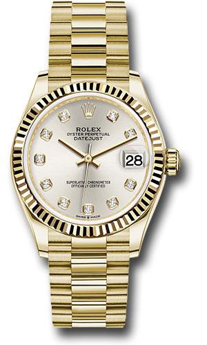 rolex-yellow-gold-datejust-31-watch-fluted-bezel-silver-diamond-dial-president-bracelet-278278-sdp