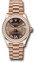 rolex-everose-gold-datejust-31-watch-diamond-bezel-chocolate-diamond-six-dial-president-bracelet-278285rbr-chodr6p