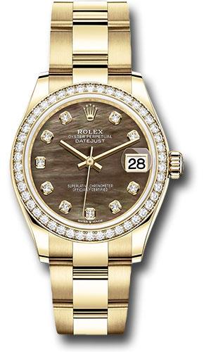rolex-yellow-gold-datejust-31-watch-diamond-bezel-dark-mother-of-pearl-diamond-dial-oyster-bracelet-278288rbr-dkmdo