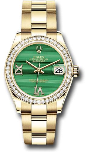 rolex-yellow-gold-datejust-31-watch-diamond-bezel-malachite-diamond-six-and-nine-dial-oyster-bracelet-278288rbr-madr69o