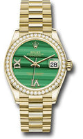 rolex-yellow-gold-datejust-31-watch-diamond-bezel-malachite-diamond-six-and-nine-dial-president-bracelet-278288rbr-madr69p