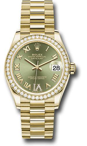 rolex-yellow-gold-datejust-31-watch-diamond-bezel-olive-green-diamond-six-dial-president-bracelet-278288rbr-ogdr6p