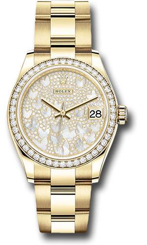 rolex-yellow-gold-datejust-31-watch-diamond-bezel-paved-mother-of-pearl-butterfly-dial-oyster-bracelet-278288rbr-pmopbo