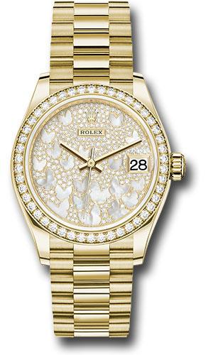 rolex-yellow-gold-datejust-31-watch-diamond-bezel-paved-mother-of-pearl-butterfly-dial-president-bracelet-278288rbr-pmopbp