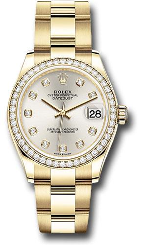 rolex-yellow-gold-datejust-31-watch-diamond-bezel-silver-diamond-dial-oyster-bracelet-278288rbr-sdo