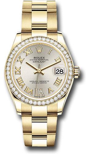 rolex-yellow-gold-datejust-31-watch-diamond-bezel-silver-diamond-six-dial-oyster-bracelet-278288rbr-sdr6o