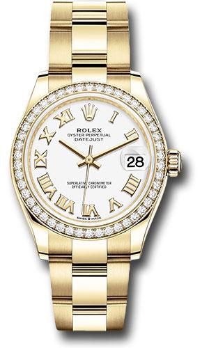 rolex-yellow-gold-datejust-31-watch-diamond-bezel-white-roman-dial-oyster-bracelet-278288rbr-wro