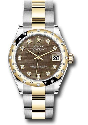 rolex-steel-and-yellow-gold-datejust-31-watch-domed-diamond-bezel-dark-mother-of-pearl-diamond-dial-oyster-bracelet-278343-dkmdo