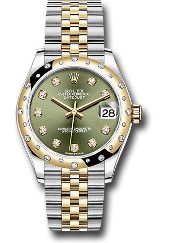 rolex-steel-and-yellow-gold-datejust-31-watch-domed-diamond-bezel-olive-green-diamond-dial-jubilee-bracelet-278343-ogdj