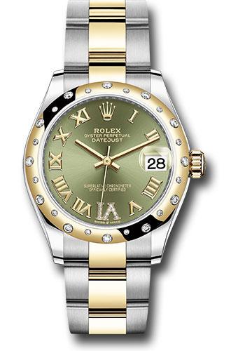 rolex-steel-and-yellow-gold-datejust-31-watch-domed-diamond-bezel-olive-green-diamond-roman-six-dial-oyster-bracelet-278343-ogdr6o