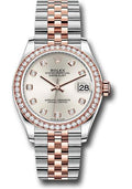 rolex-steel-and-everose-gold-datejust-31-watch-46-diamond-bezel-silver-diamond-dial-jubilee-bracelet-278381rbr-sdj