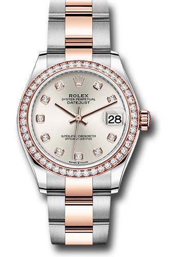 rolex-steel-and-everose-gold-datejust-31-watch-46-diamond-bezel-silver-diamond-dial-oyster-bracelet-278381rbr-sdo