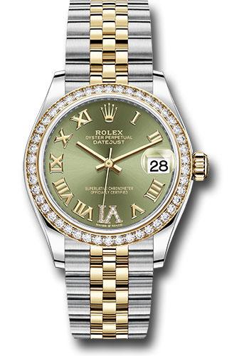 rolex-steel-and-yellow-gold-datejust-31-watch-diamond-bezel-olive-green-diamond-roman-six-dial-jubilee-bracelet-278383rbr-ogdr6j