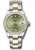 rolex-steel-and-yellow-gold-datejust-31-watch-diamond-bezel-olive-green-diamond-roman-six-dial-oyster-bracelet-278383rbr-ogdr6o