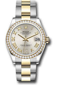 rolex-steel-and-yellow-gold-datejust-31-watch-diamond-bezel-silver-diamond-roman-six-dial-oyster-bracelet-278383rbr-sdr6o