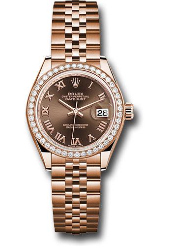 rolex-everose-gold-lady-datejust-28-watch-44-diamond-bezel-chocolate-roman-dial-jubilee-bracelet-279135rbr-chorj