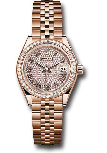 rolex-everose-gold-lady-datejust-28-watch-44-diamond-bezel-sundust-roman-dial-jubilee-bracelet-279135rbr-dprj