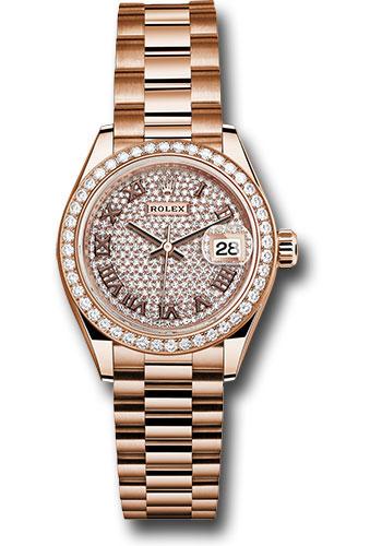 rolex-everose-gold-lady-datejust-28-watch-44-diamond-bezel-sundust-roman-dial-president-bracelet-279135rbr-dprp