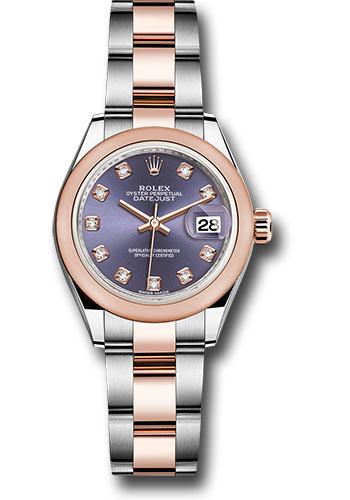 rolex-steel-and-everose-gold-rolesor-lady-datejust-28-watch-domed-bezel-aubergine-diamond-dial-oyster-bracelet-279161-audo