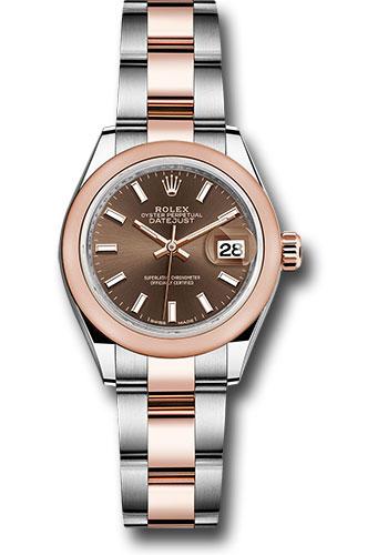 rolex-steel-and-everose-gold-rolesor-lady-datejust-28-watch-domed-bezel-chocolate-index-dial-oyster-bracelet-279161-choio