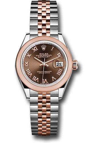 rolex-steel-and-everose-gold-rolesor-lady-datejust-28-watch-domed-bezel-chocolate-roman-dial-jubilee-bracelet-279161-chorj