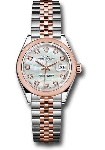 rolex-steel-and-everose-gold-rolesor-lady-datejust-28-watch-domed-bezel-white-mother-of-pearl-diamond-dial-jubilee-bracelet-279161-mdj