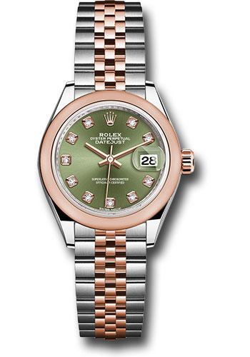 rolex-steel-and-everose-gold-rolesor-lady-datejust-28-watch-domed-bezel-olive-green-diamond-dial-jubilee-bracelet-279161-ogdj