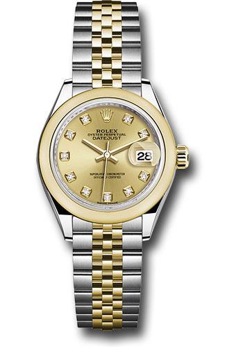 rolex-steel-and-yellow-gold-rolesor-lady-datejust-28-watch-domed-bezel-champagne-diamond-dial-jubilee-bracelet-279163-chdj
