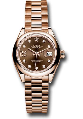 rolex-everose-gold-lady-datejust-28-watch-domed-bezel-chocolate-diamond-star-dial-president-bracelet-279165-cho9dix8dp