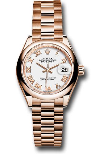 rolex-everose-gold-lady-datejust-28-watch-domed-bezel-white-roman-dial-president-bracelet-279165-wrp