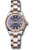 rolex-steel-and-everose-gold-rolesor-lady-datejust-28-watch-fluted-bezel-aubergine-diamond-dial-oyster-bracelet-279171-audo