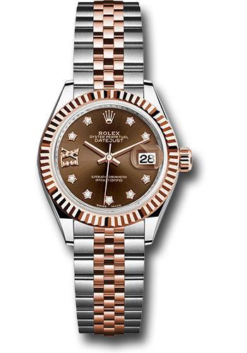 rolex-steel-and-everose-gold-rolesor-lady-datejust-28-watch-fluted-bezel-chocolate-diamond-star-dial-jubilee-bracelet-279171-cho9dix8dj