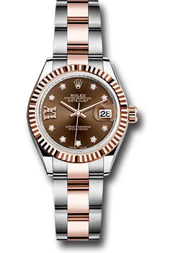 rolex-steel-and-everose-gold-rolesor-lady-datejust-28-watch-fluted-bezel-chocolate-diamond-star-dial-oyster-bracelet-279171-cho9dix8do