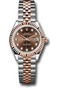 rolex-steel-and-everose-gold-rolesor-lady-datejust-28-watch-fluted-bezel-chocolate-diamond-dial-jubilee-bracelet-279171-chodj