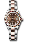rolex-steel-and-everose-gold-rolesor-lady-datejust-28-watch-fluted-bezel-chocolate-diamond-dial-oyster-bracelet-279171-chodo