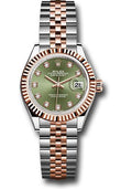 rolex-steel-and-everose-gold-rolesor-lady-datejust-28-watch-fluted-bezel-olive-green-diamond-dial-jubilee-bracelet-279171-ogdj