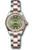 rolex-steel-and-everose-gold-rolesor-lady-datejust-28-watch-fluted-bezel-olive-green-diamond-dial-oyster-bracelet-279171-ogdo