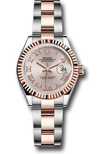 rolex-steel-and-everose-gold-rolesor-lady-datejust-28-watch-fluted-bezel-sundust-roman-dial-oyster-bracelet-279171-suro