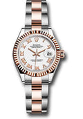 rolex-steel-and-everose-gold-rolesor-lady-datejust-28-watch-fluted-bezel-white-roman-dial-oyster-bracelet-279171-wro