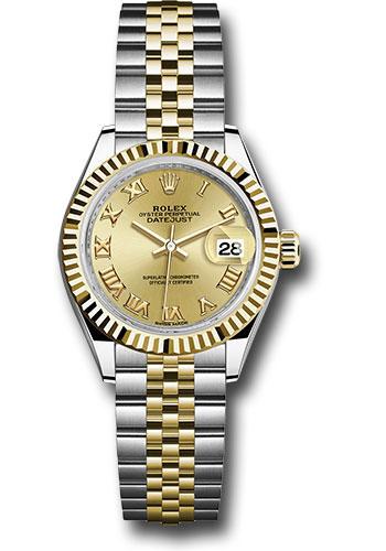 rolex-steel-and-yellow-gold-rolesor-lady-datejust-28-watch-fluted-bezel-champagne-roman-dial-jubilee-bracelet-279173-chrj