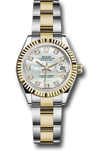 rolex-steel-and-yellow-gold-rolesor-lady-datejust-28-watch-fluted-bezel-white-mother-of-pearl-diamond-dial-oyster-bracelet-279173-mdo