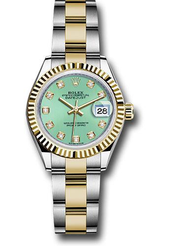 rolex-steel-and-yellow-gold-rolesor-lady-datejust-28-watch-fluted-bezel-mint-green-diamond-dial-oyster-bracelet-279173-mgdo