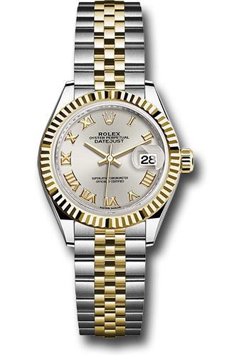 rolex-steel-and-yellow-gold-rolesor-lady-datejust-28-watch-fluted-bezel-silver-roman-dial-jubilee-bracelet-279173-srj